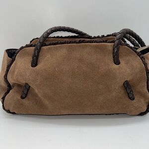 Furla Suede Bag with Braided Handles RARE
